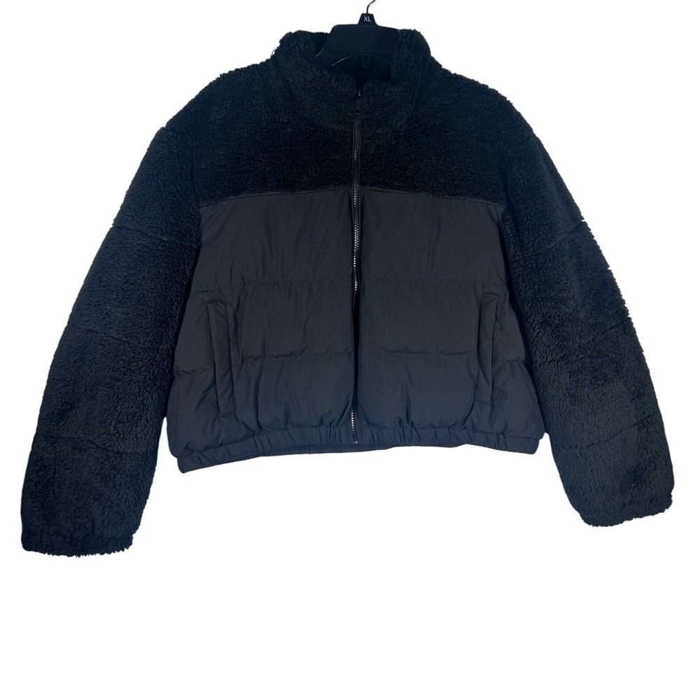 Maralyn‎ & Me Mix Media Puffer Faux Fur Trim Jacket Black Size XXL NEW